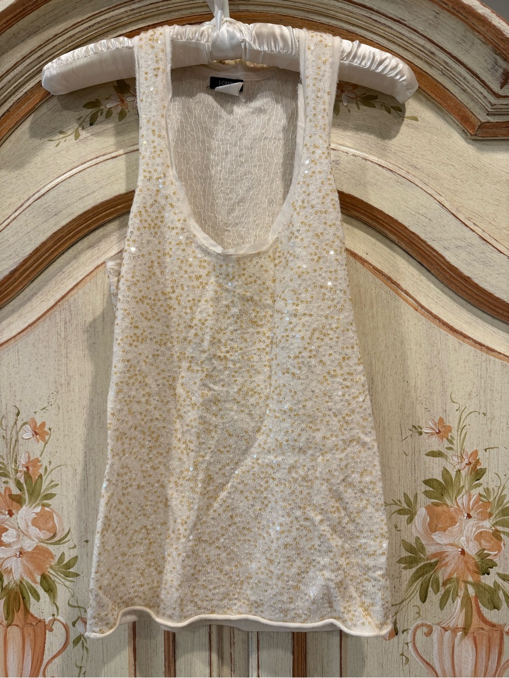 J.Crew cream sequin knit wool sweater tank size XS - Picture 1 of 13